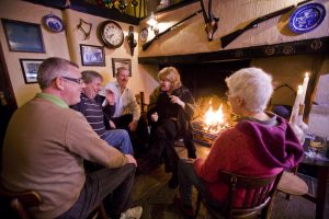 Liz Weir telling at the Crosskeys Inn